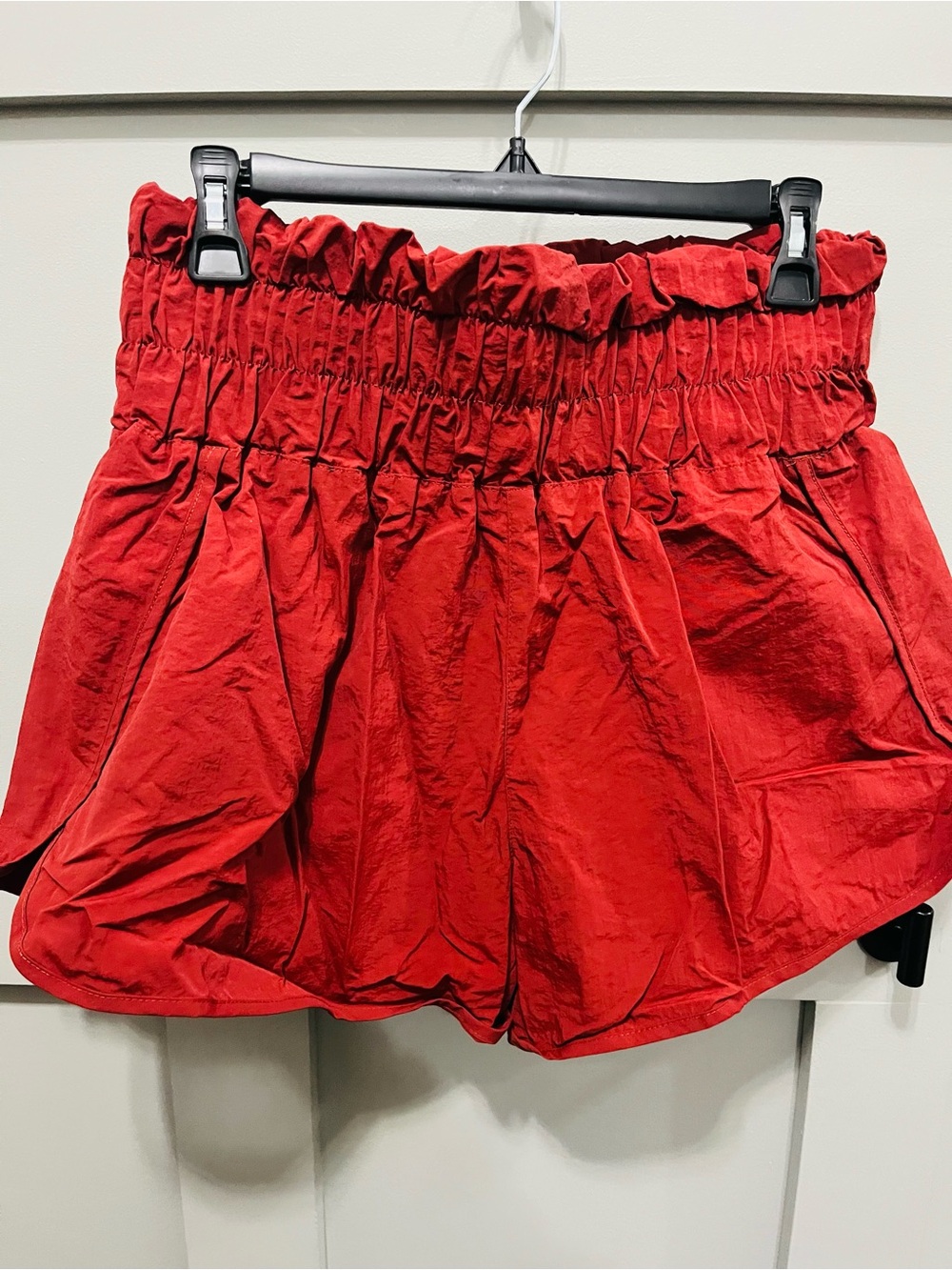 Zenana Women's High-Waist elastic band Red Shorts *shirt sold separately **